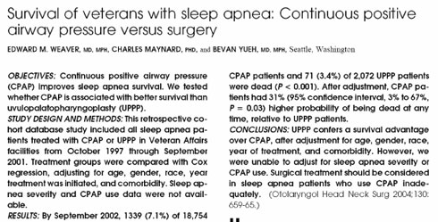 survival of veterans with sleep apnea